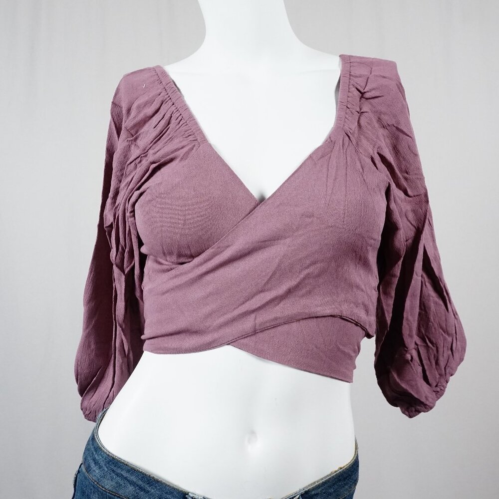 Miou Muse Boho Wrap Criop Top Blouse Woman's